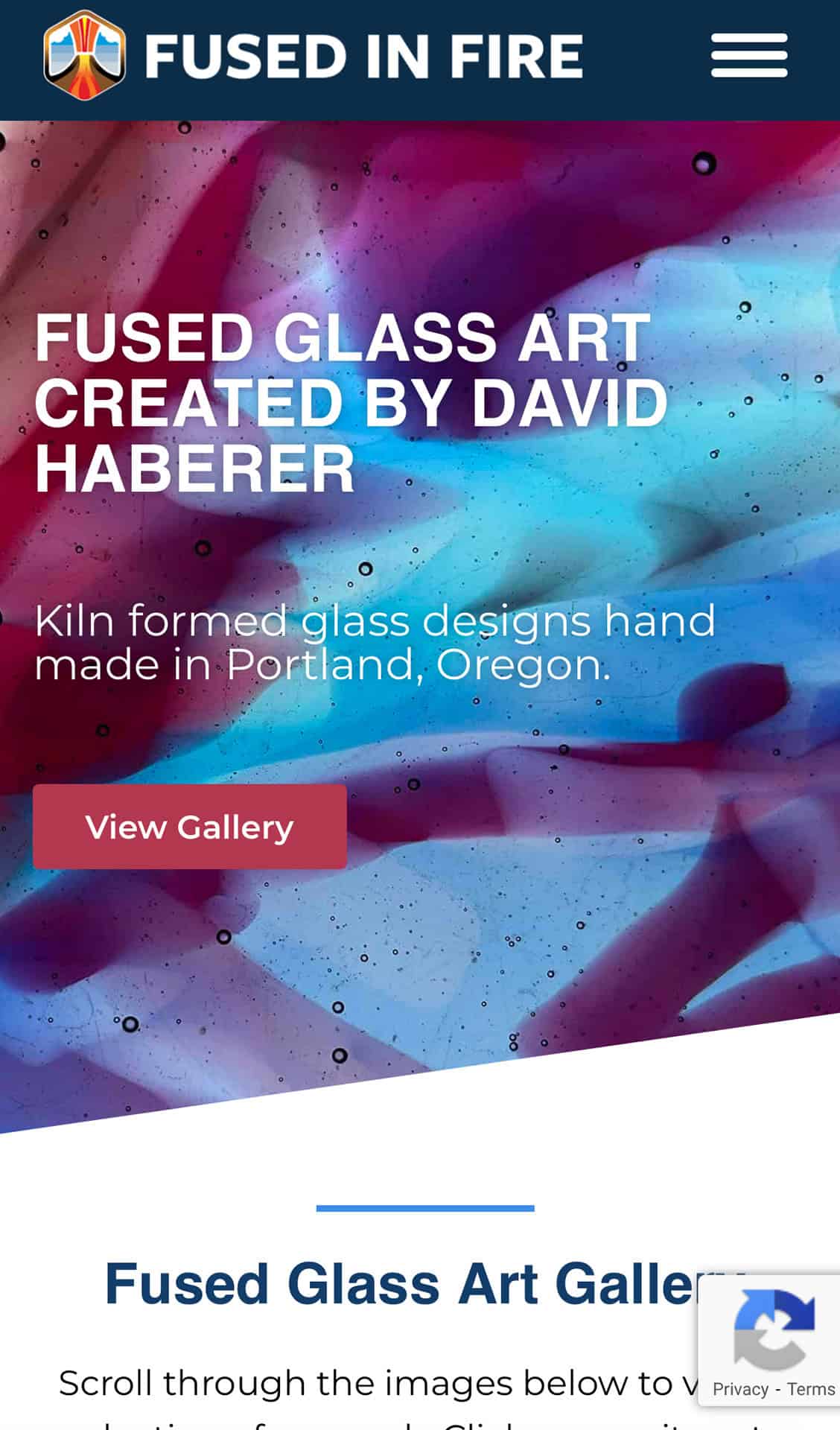 Fused In Fire mobile website mockup