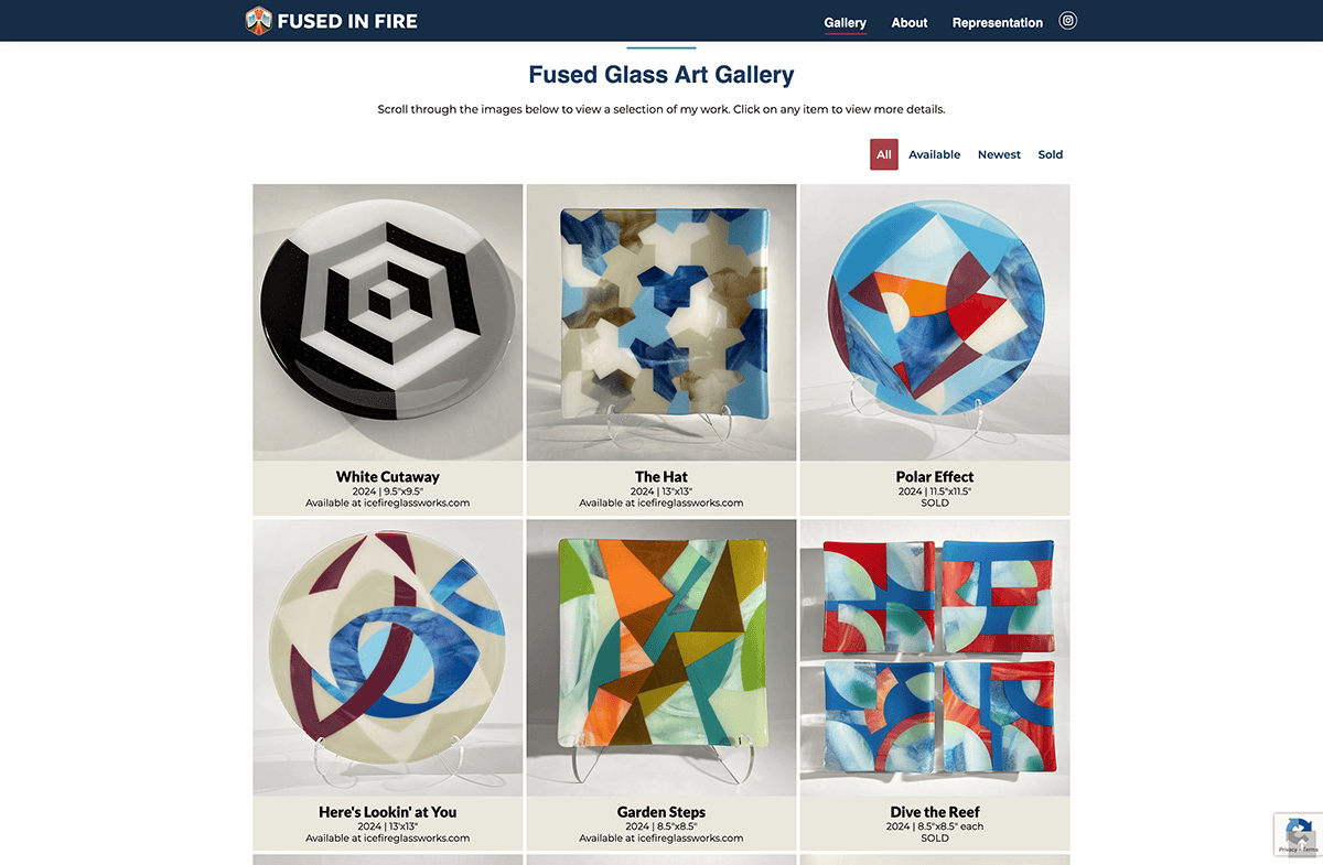 fused in fire art gallery website