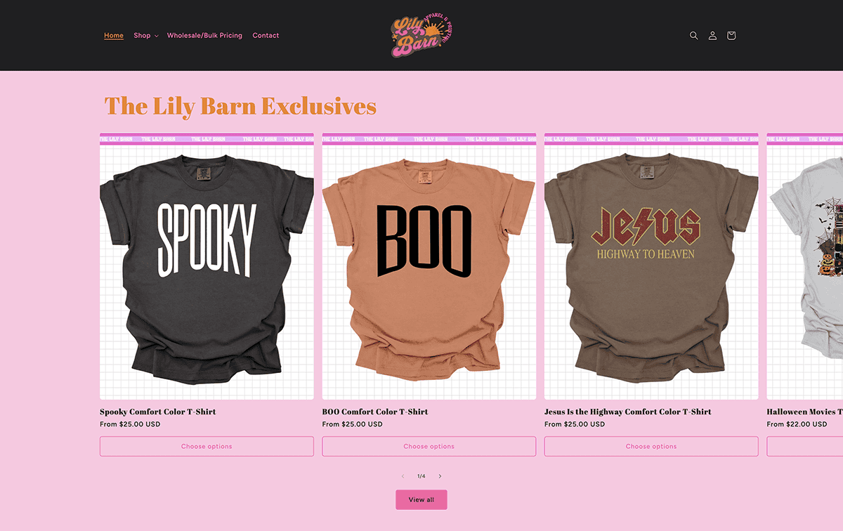 the lily barn shopify store design