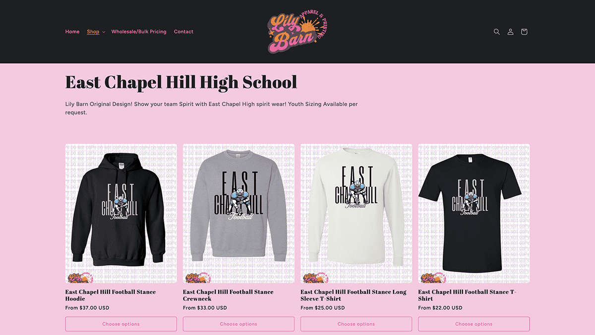 the lily barn shopify store design
