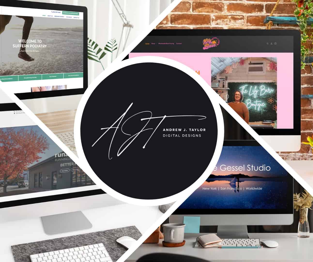 AJT Digital Designs - website projects collage