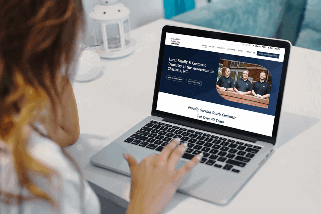 custom website design project shown on laptop for dentist business