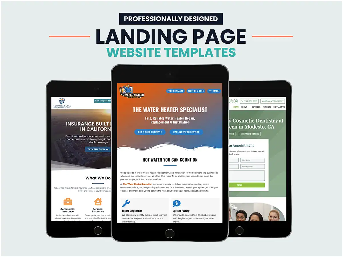 landing page template design for small business lead generation
