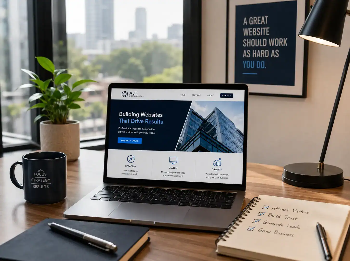 Modern small business website workspace focused on improving website lead generation and conversions