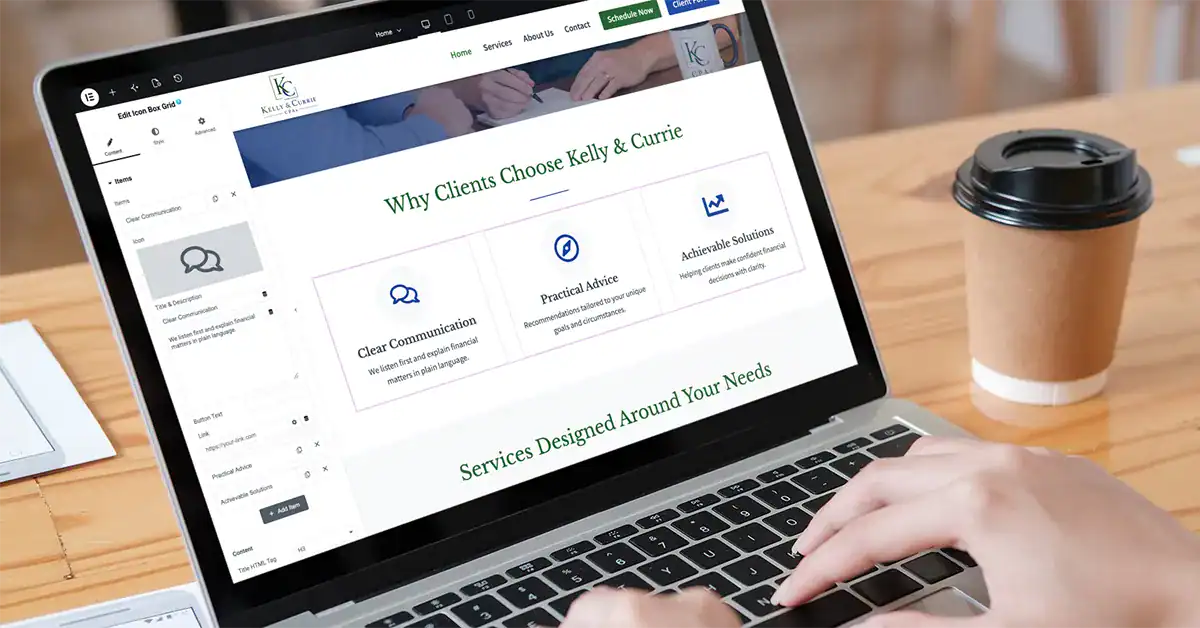 Updating website content in WordPress using Elementor to keep a small business website current and accurate.