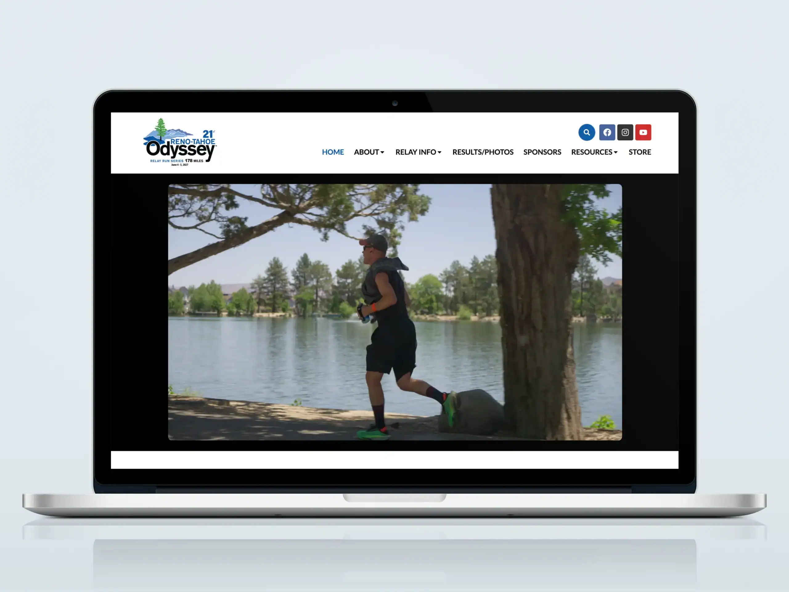 Reno-Tahoe Odyssey website homepage displayed on laptop